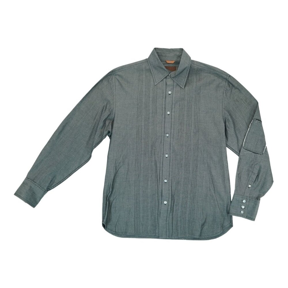 Roar Shirt Mens L Gray Long Sleeve Button Up‎ Dress Embroidered Affliction